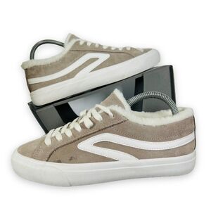 Lucky Brand Dessah Suede / Faux Fur Sneakers Grey / Cream Women's 5.5M